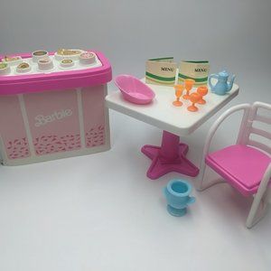 1990 Rare Barbie Piano Lounge 7519 Buffet Table Chair Accessories